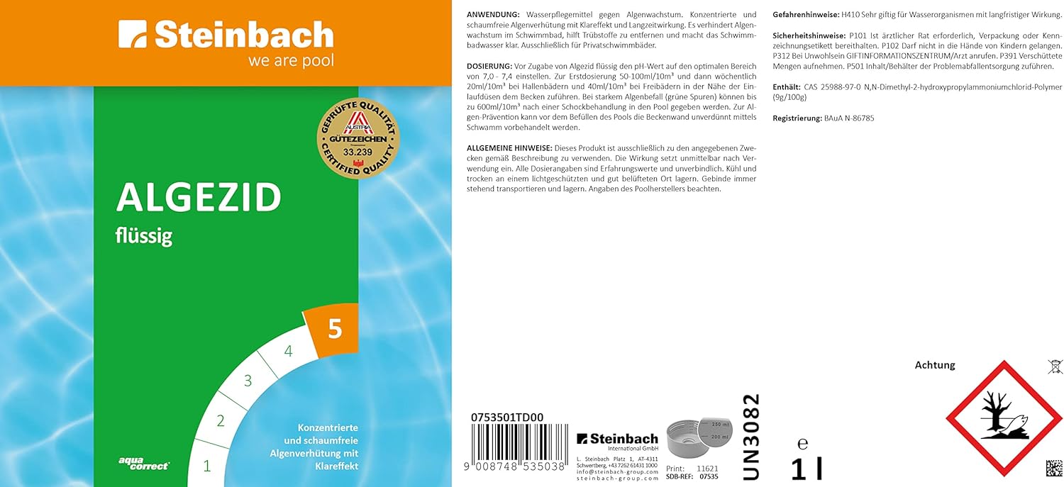 Steinbach Pool Starterset 7-tlg. Chlor Ph minus Wasserpflege Granulat Algezid
