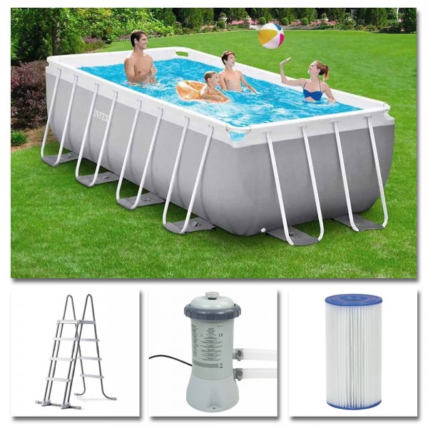 INTEX Komplettset Prism Frame Pool 400x200x122cm + Filterpumpe Schwimmbecken