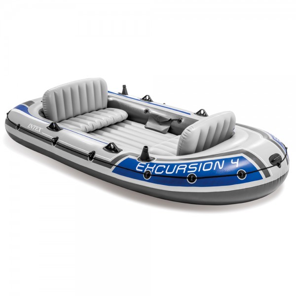 SET INTEX Excursion 4 Schlauchboot Angelboot + Aussenbordmotor + Heckspiegel