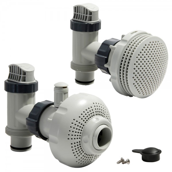 2 x INTEX Anschlussset für Ø 38mm mit Siebgitter Einströmdüse + Absperrhahn