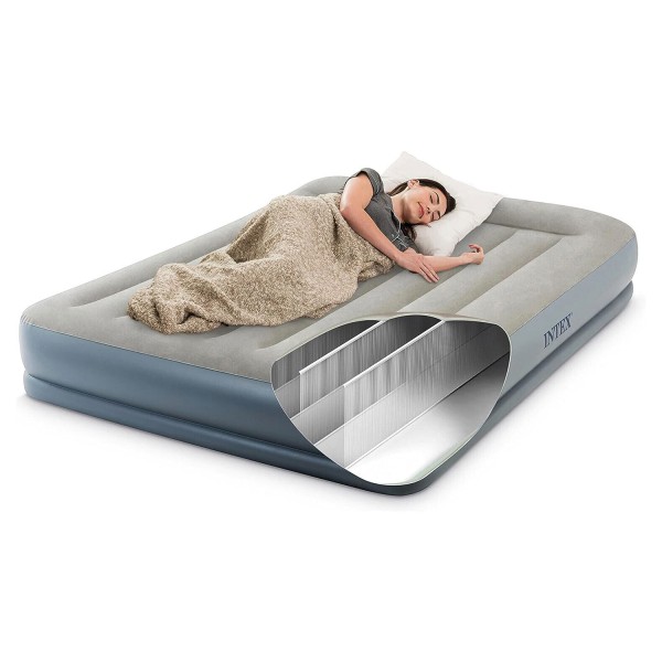 INTEX Luftbett Pillow Queen + 230V Pumpe Gästebett 203x152x30cm Luftmatratze