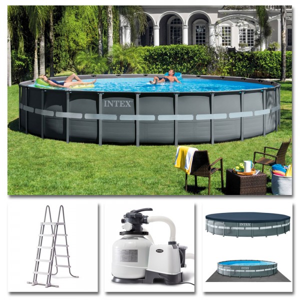 INTEX Komplettset Ultra XTR Frame Pool Ø 732x132cm + Sandfilter Swimmingpool