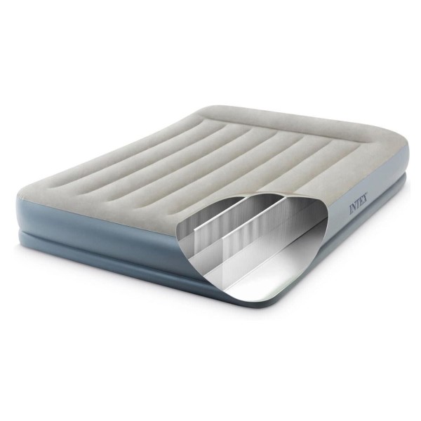 INTEX Luftbett Pillow Queen + 230V Pumpe Gästebett 203x152x30cm Luftmatratze