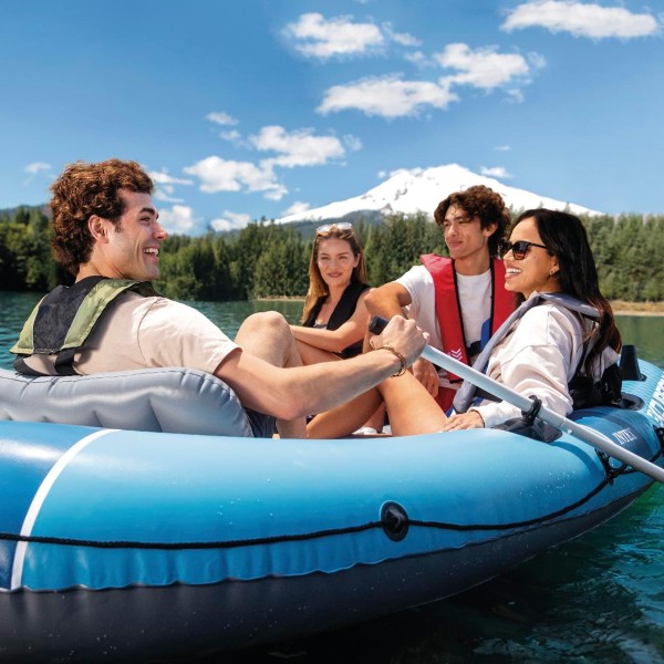 SET INTEX Excursion 4 Schlauchboot Angelboot + Aussenbordmotor + Heckspiegel
