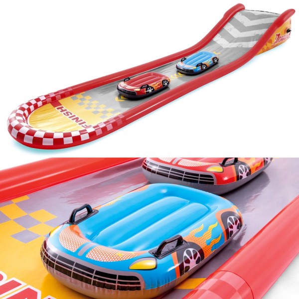 INTEX Wasserrutsche aufblasbare Racing Fun Wasserrutsche mit 2 Surf Riders