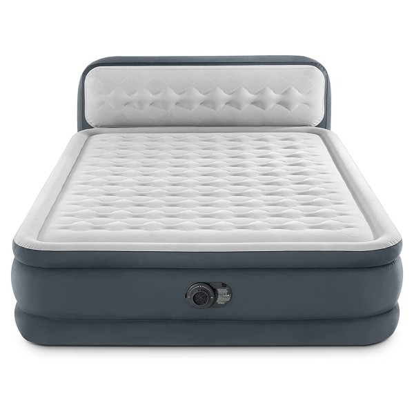 INTEX Luxus Luftbett Queen mit Kopflehne + 230V Pumpe Gästebett 236x152x86cm