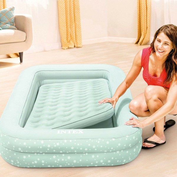 INTEX Reisebett Kinderbett 107x168x25cm Luftbett + Pumpe Gästebett Bett