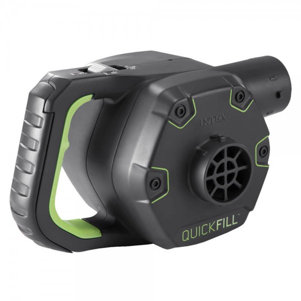 INTEX Quick Fill Elektrische Luftpumpe aufladbar mit Akku + 12V + 230V 3 Adapter
