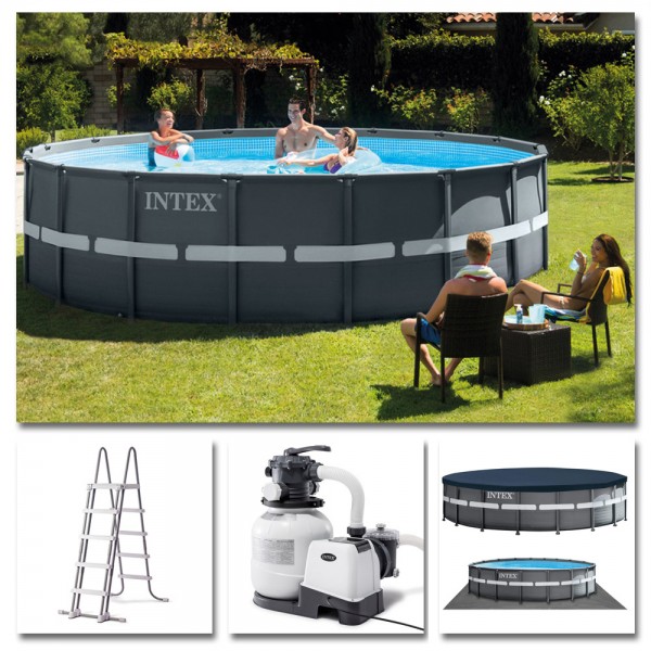 INTEX Komplettset Ultra XTR Frame Pool Ø 549x132cm + Sandfilter Swimmingpool