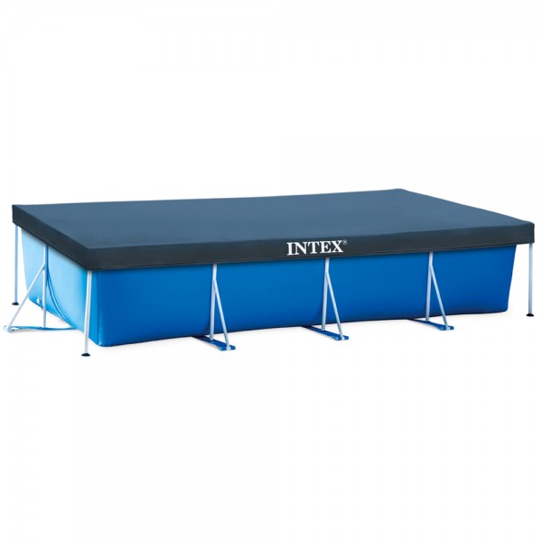 INTEX Family Swimming Pool Frame 450x220x84cm + Poolpumpe 3407l/h + Abdeckplane