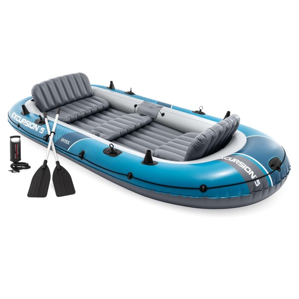 SET INTEX Excursion 5 Schlauchboot Angelboot + Aussenbordmotor + Heckspiegel