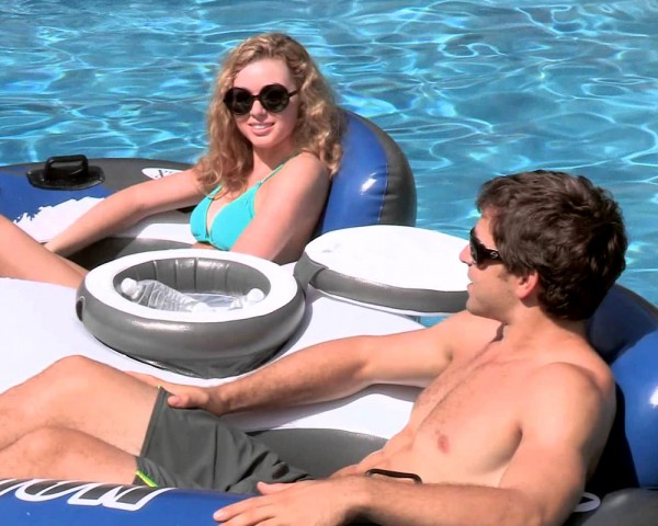 INTEX River Run 2 Badeinsel Luftmatratze Schwimmring mit Getränkekühler