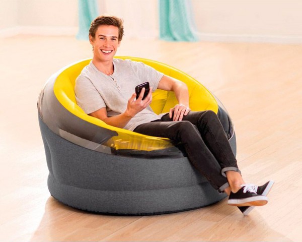 INTEX Lounge Sessel Empire Chair Fernsehsessel Sitzsack Camping Luftbett Gelb