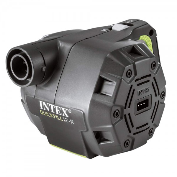 INTEX Quick Fill Elektrische Luftpumpe aufladbar mit Akku + 12V + 230V 3 Adapter