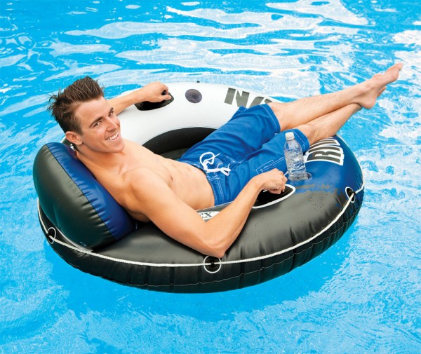 INTEX River Run Badespaß Badeinsel Luftmatratze Schwimmring 135cm Getränkehalter