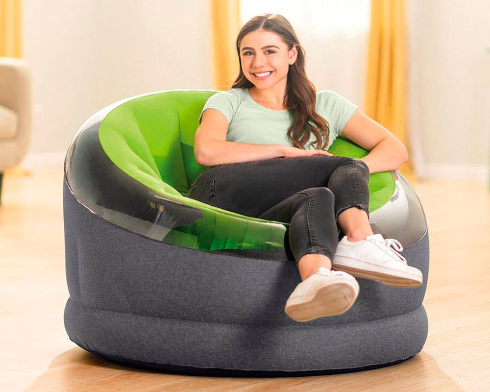 INTEX Lounge Sessel Empire Chair Fernsehsessel Sitzsack Camping Luftbett Grün