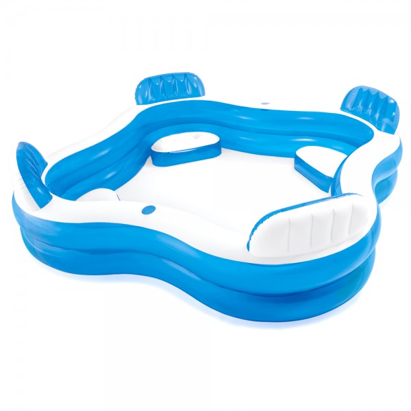 INTEX Swim Center Lounge Family Swimming Pool mit Getränkehalter Blau