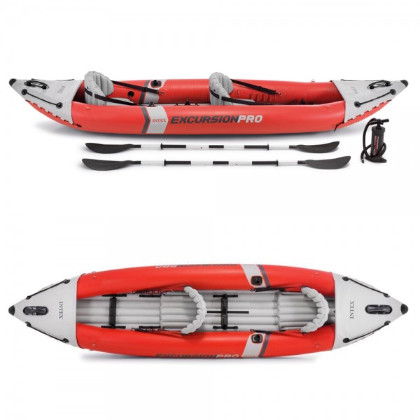 INTEX Excursion Pro K2 Kajak Set Schlauchboot + Paddel + Pumpe für 2 Personen