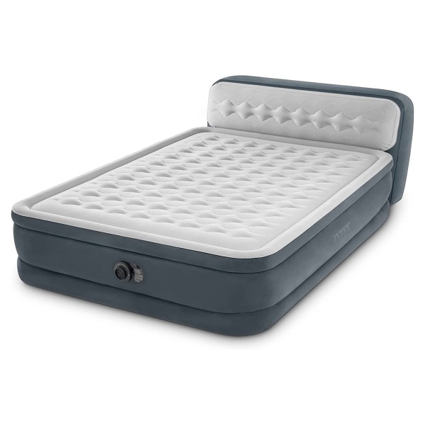 INTEX Luxus Luftbett Queen mit Kopflehne + 230V Pumpe Gästebett 236x152x86cm