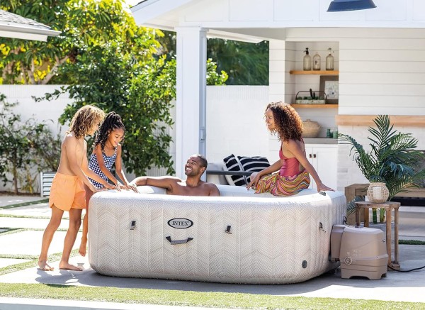 INTEX Whirlpool Chevron Deluxe Pure SPA Salzwasser 196x196cm 6 Personen + APP