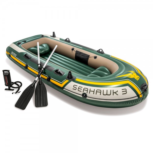 INTEX Seahawk 3 Set Schlauchboot + Paddel + Pumpe Angelboot Ruderboot 3 Personen