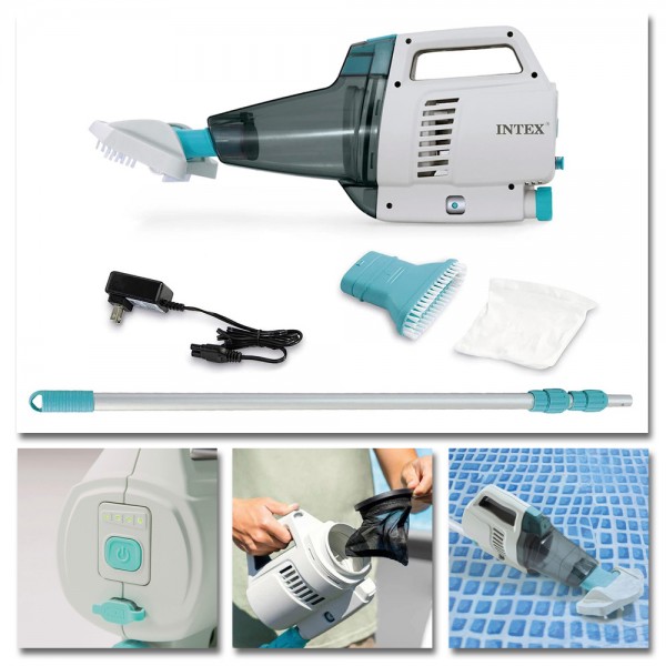 INTEX ZR200 Akkusauger Poolsauger Pool Bodensauger Stange + LED + Mikrofilter