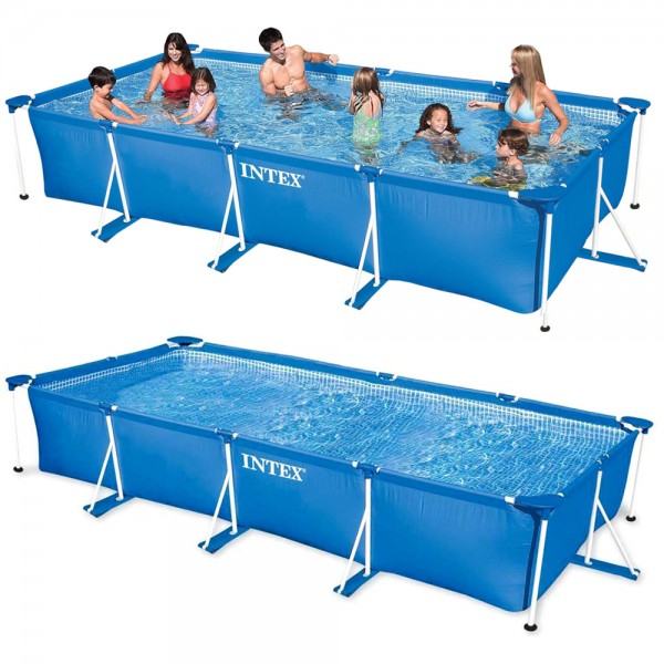 INTEX Family Swimming Pool Frame 450x220x84cm + INTEX Sandfilteranlage 3,5m³