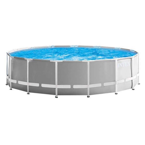 INTEX Prism Frame Pool Ø 457x122cm Schwimmbecken Stahlrohrbecken Grau