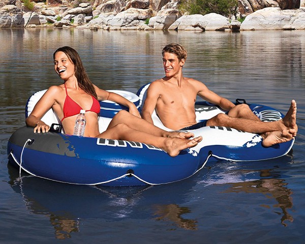 INTEX River Run 2 Badeinsel Luftmatratze Schwimmring mit Getränkekühler