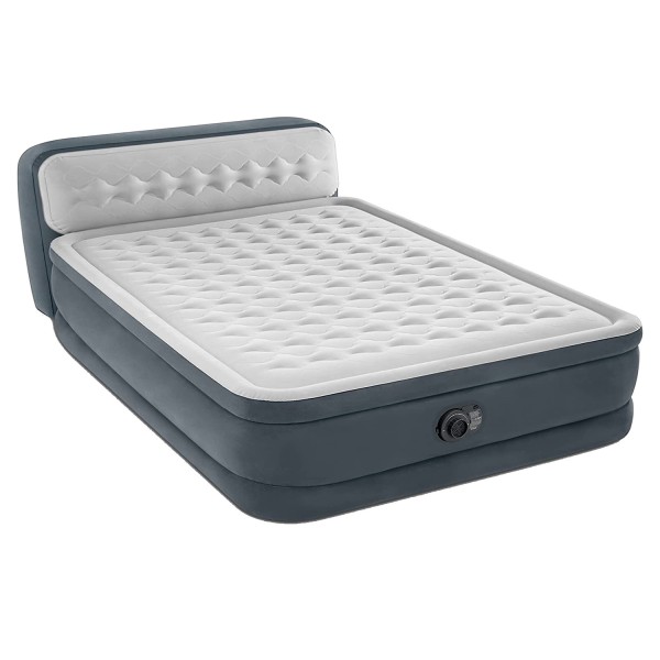 INTEX Luxus Luftbett Queen mit Kopflehne + 230V Pumpe Gästebett 236x152x86cm