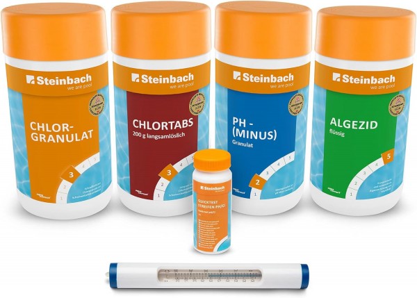Steinbach Pool Starterset 7-tlg. Chlor Ph minus Wasserpflege Granulat Algezid