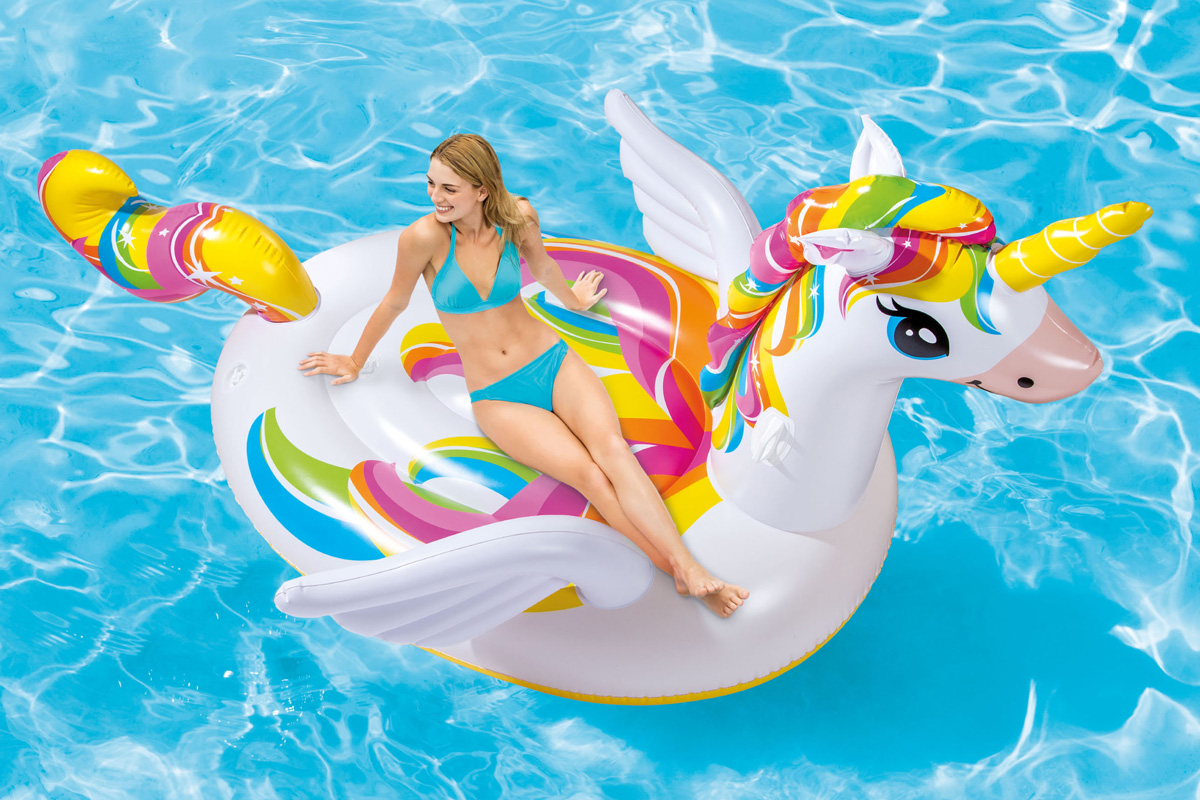 INTEX Schwimmtier Unicorn Einhorn XXL Schwimmliege Badeinsel Pool Wasserliege