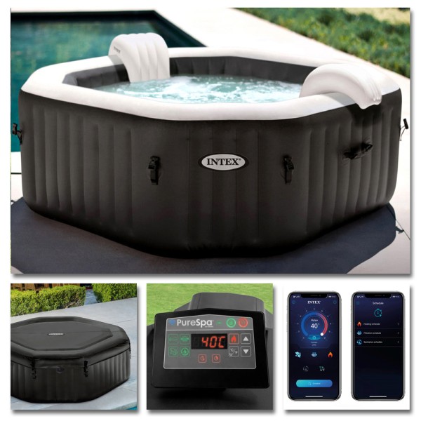 INTEX Whirlpool Pure SPA Jet + Bubble Kalkschutz + Salzwasser Ø218x71cm + APP