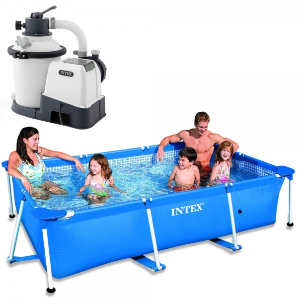 INTEX Family Swimming Pool Frame 300x200x75cm + INTEX Sandfilteranlage 3,5m³