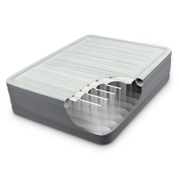 INTEX Luxus Luftbett PremAire Queen + 230V Pumpe Gästebett 203x152x46cm